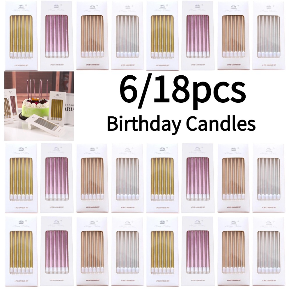 Candle Supply - 6/18pcs Lilin Ulang Tahun Logam Emas